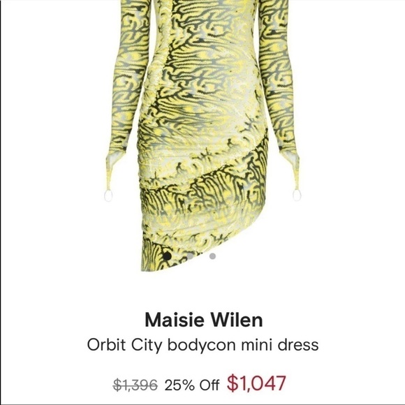 Maisie Wilen lime green Animal print orbit city ruched bodycon dress M - Picture 4 of 13